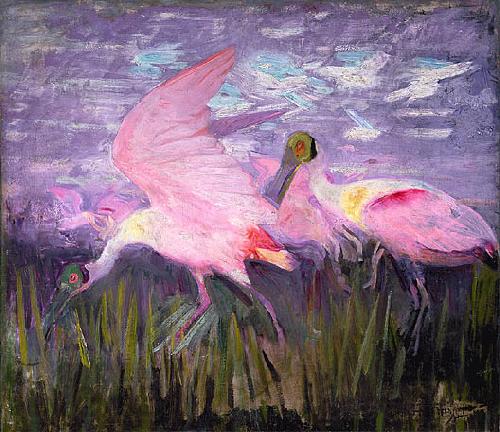 Abbott Handerson Thayer Roseate Spoonbills Norge oil painting art